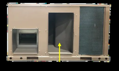 Rooftop package unit cabinet with supply and return openings